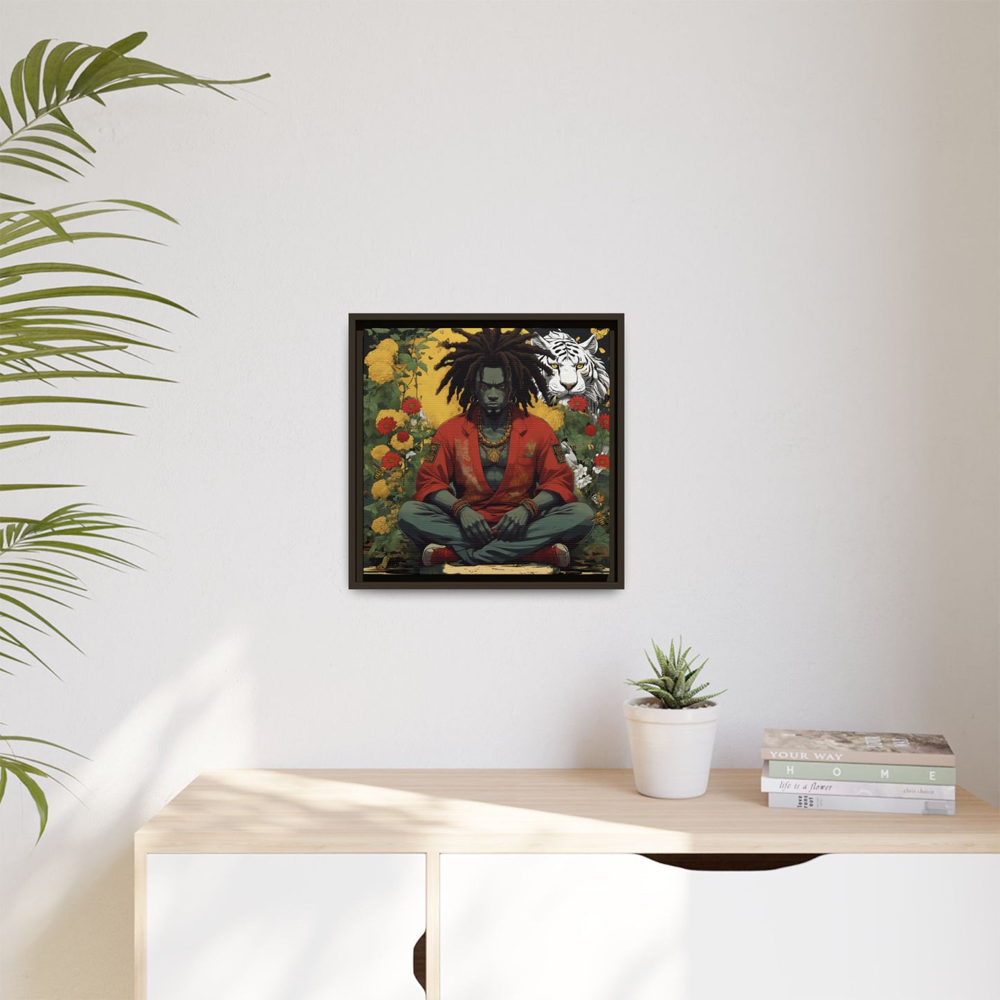AfroBotRai White Tiger Meditation "Meditation" Canvas Gallery Wraps