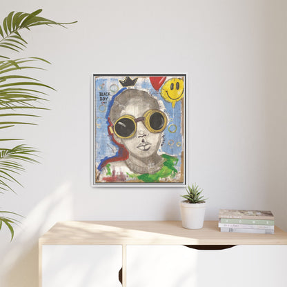 Black Boy Joy "Prince" -Framed Canvas Art Print  Multi-Color Wall Decor