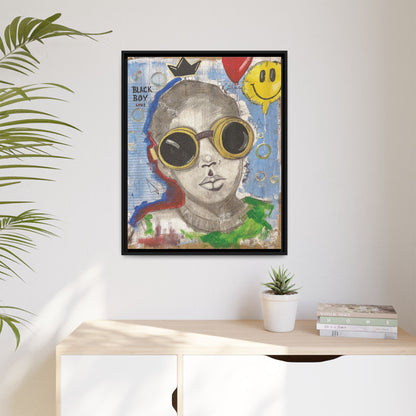 Black Boy Joy "Prince" -Framed Canvas Art Print  Multi-Color Wall Decor