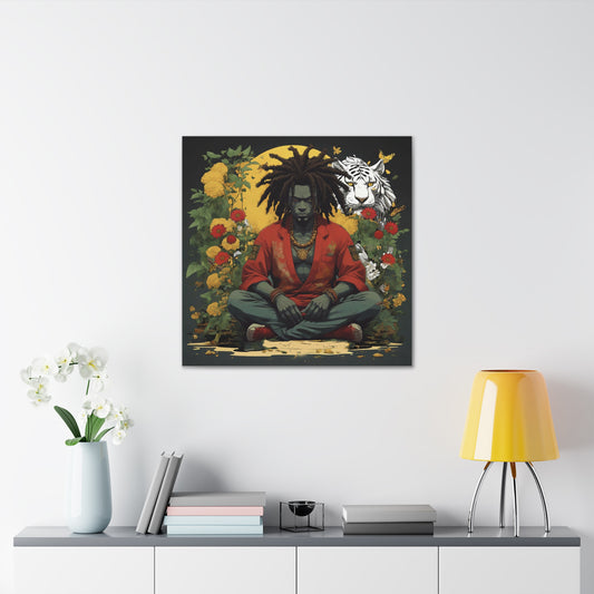 AfroBotRai White Tiger Meditation "Meditation" Canvas Gallery Wraps