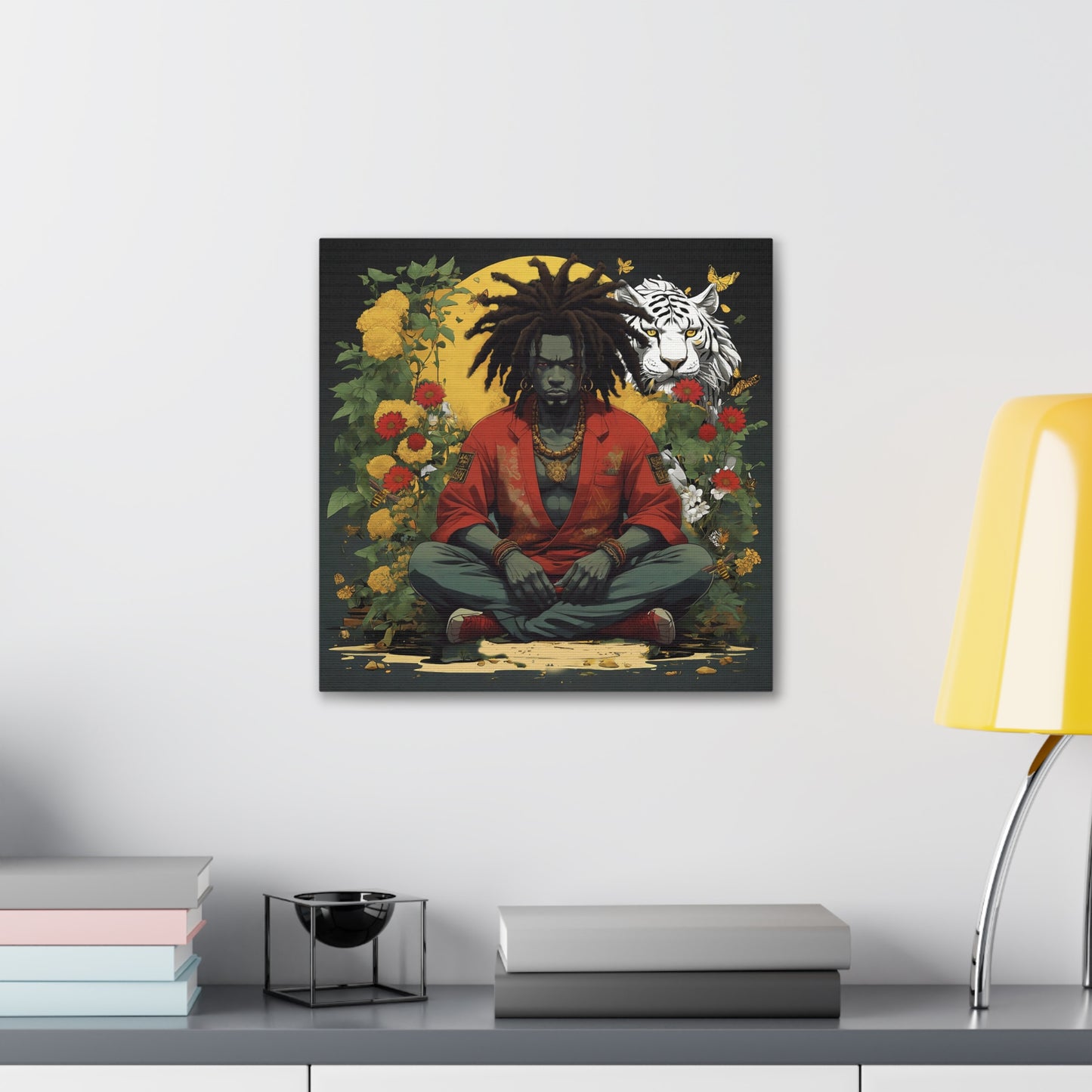 AfroBotRai White Tiger Meditation "Meditation" Canvas Gallery Wraps