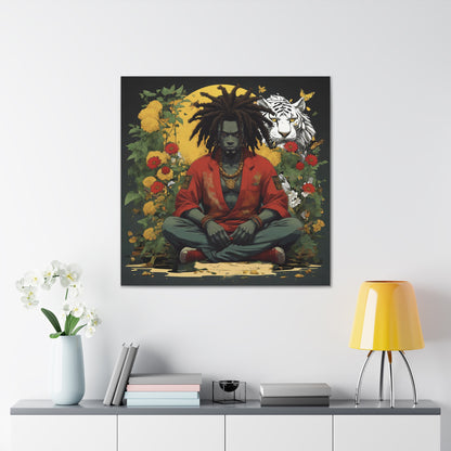 AfroBotRai White Tiger Meditation "Meditation" Canvas Gallery Wraps
