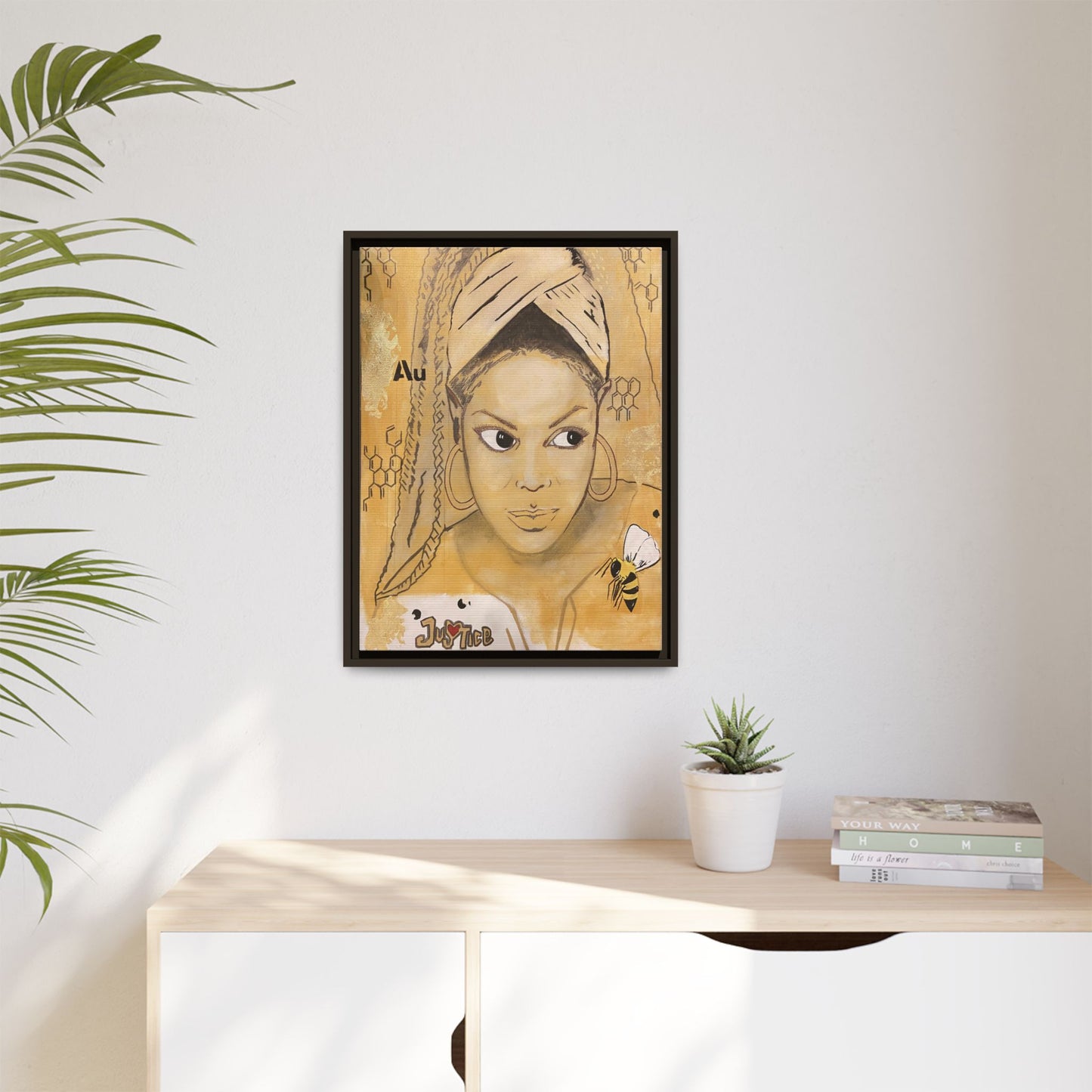 Janet Jackson- Gold "Au" Series Framed Multi-Color Matte Canvas Art -