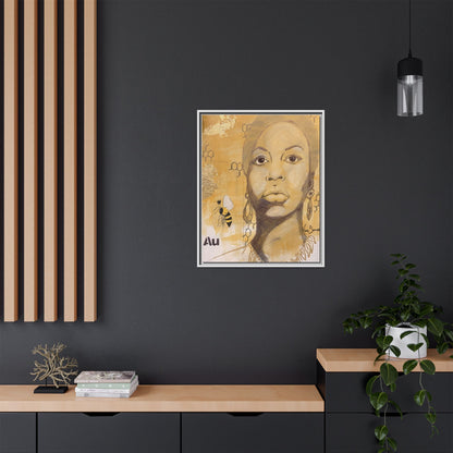 Nina Simone Gold "Au" Series  Framed Canvas Art Portrait
