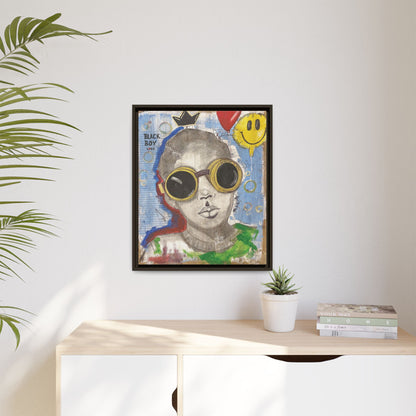 Black Boy Joy "Prince" -Framed Canvas Art Print  Multi-Color Wall Decor