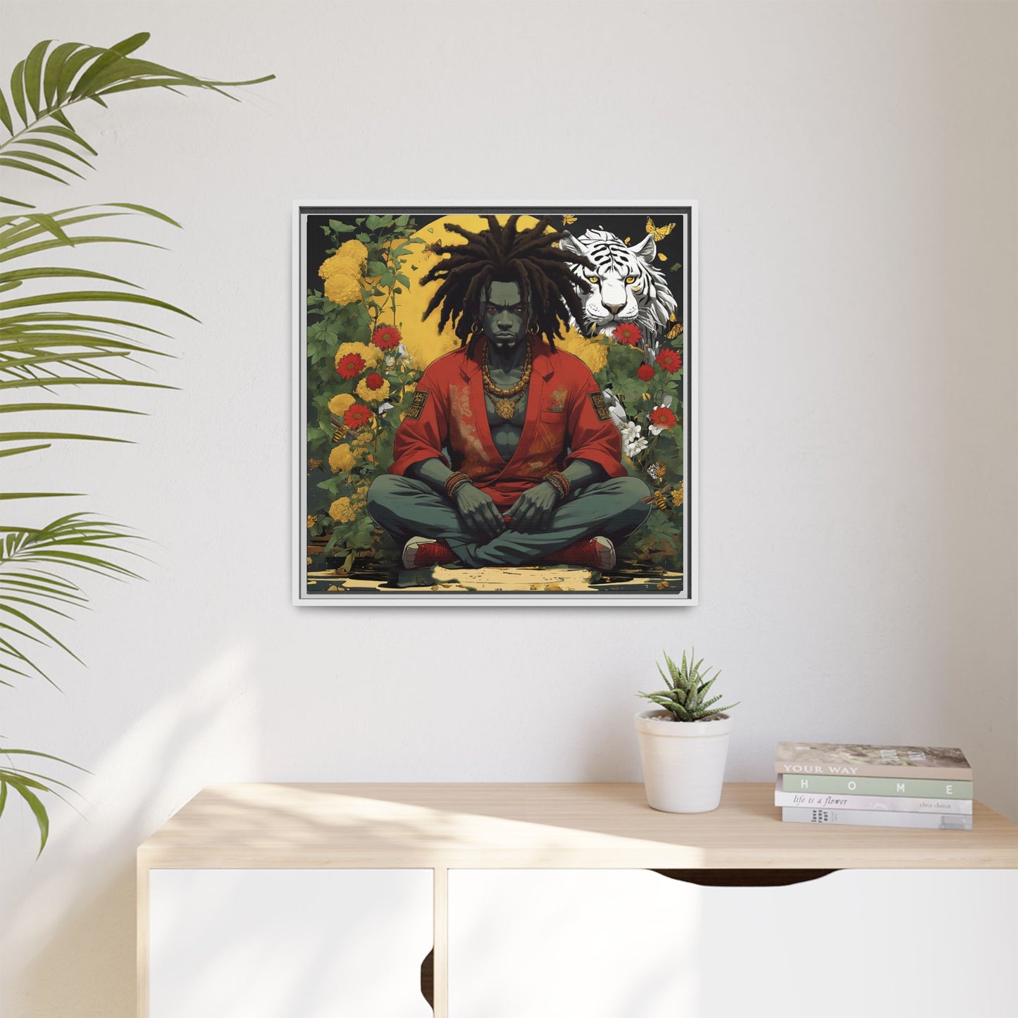 AfroBotRai White Tiger Meditation "Meditation" Canvas Gallery Wraps