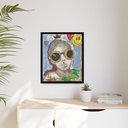 Black Boy Joy "Prince" -Framed Canvas Art Print  Multi-Color Wall Decor