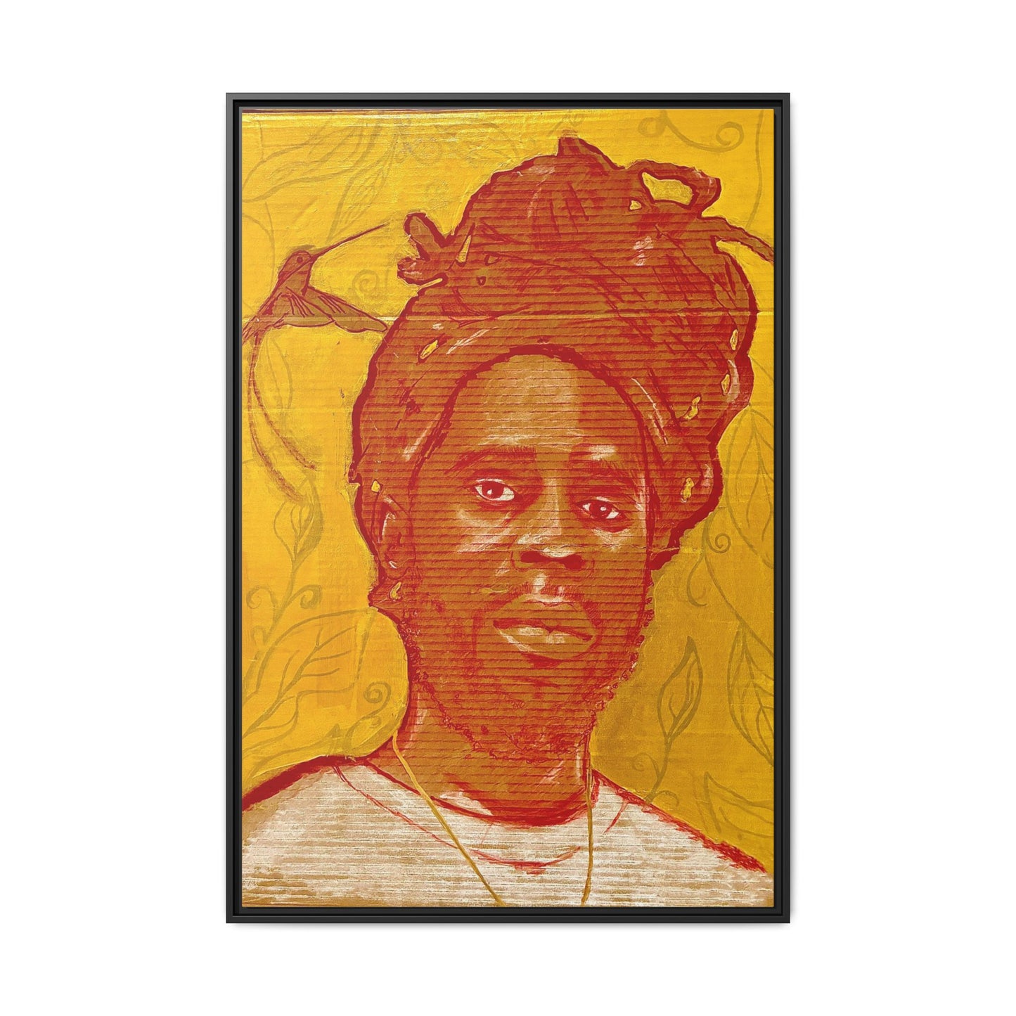 Chronixx "Eternal Light"- Framed Matte Canvas Portrait — Red Pencil &24k goldleaf Chronixx Art Print