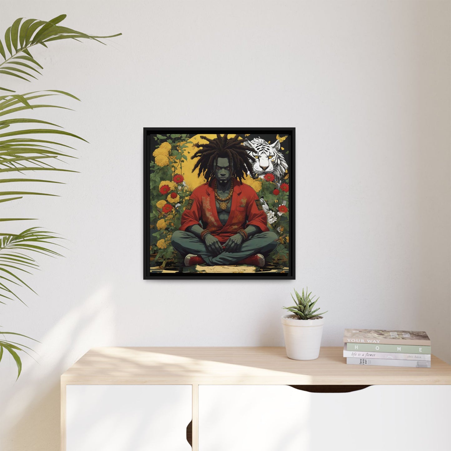 AfroBotRai White Tiger Meditation "Meditation" Canvas Gallery Wraps