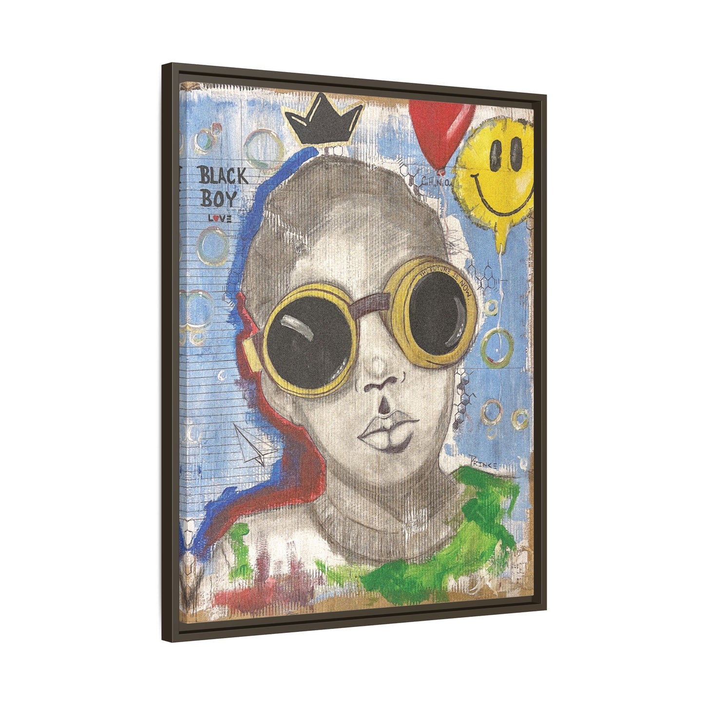 Black Boy Joy "Prince" -Framed Canvas Art Print  Multi-Color Wall Decor