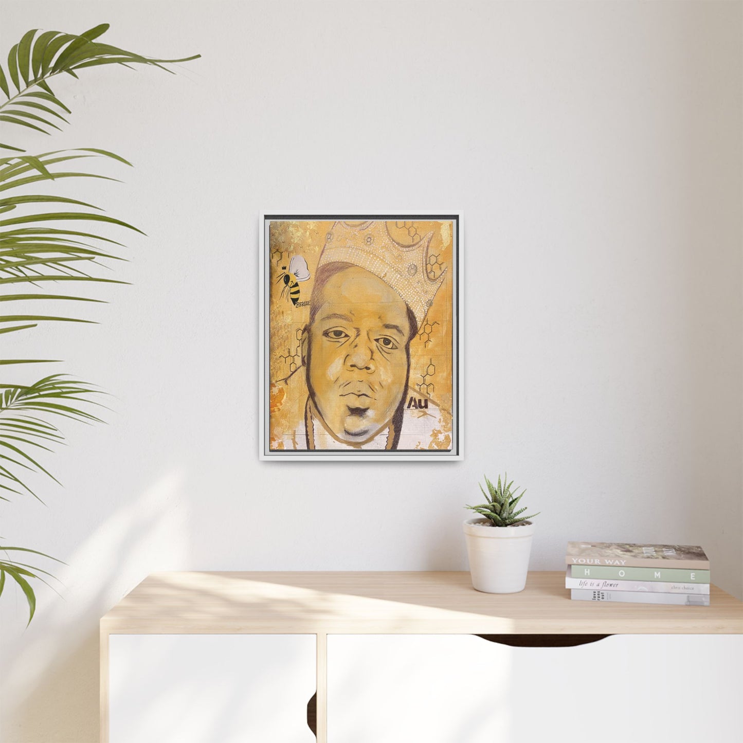 Biggie Smalls - Gold "Au" Series Framed Multi-Color Canvas Art  Hip Hop Culture