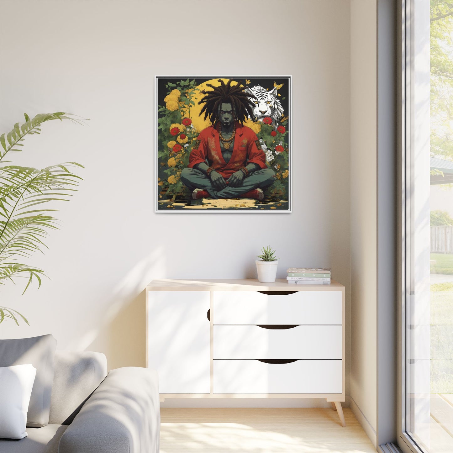 AfroBotRai White Tiger Meditation "Meditation" Canvas Gallery Wraps