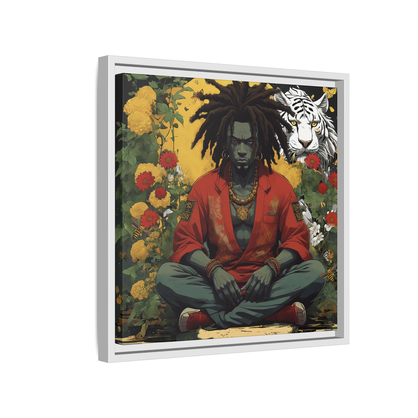 AfroBotRai White Tiger Meditation "Meditation" Canvas Gallery Wraps