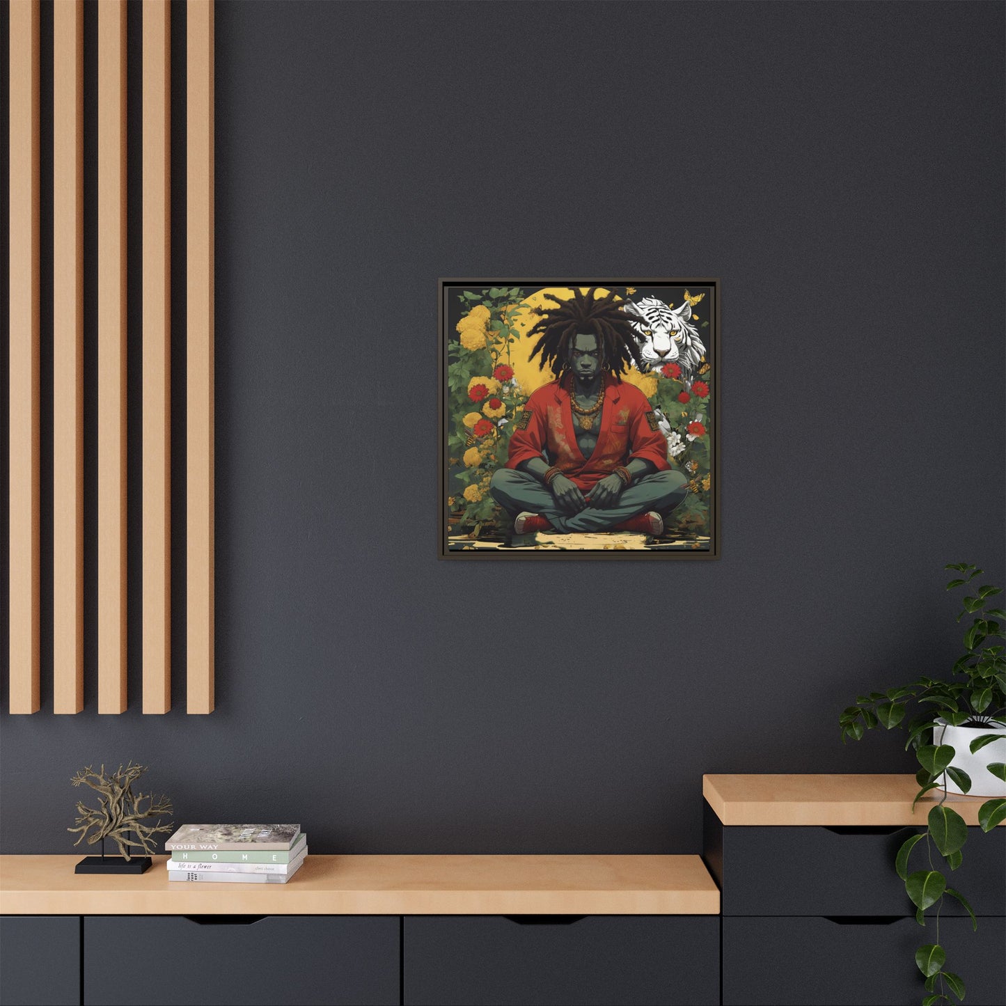 AfroBotRai White Tiger Meditation "Meditation" Canvas Gallery Wraps