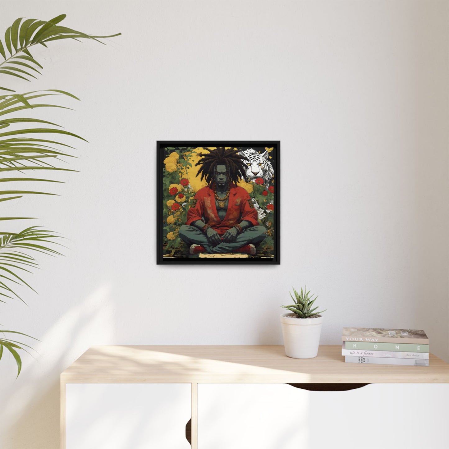 AfroBotRai White Tiger Meditation "Meditation" Canvas Gallery Wraps