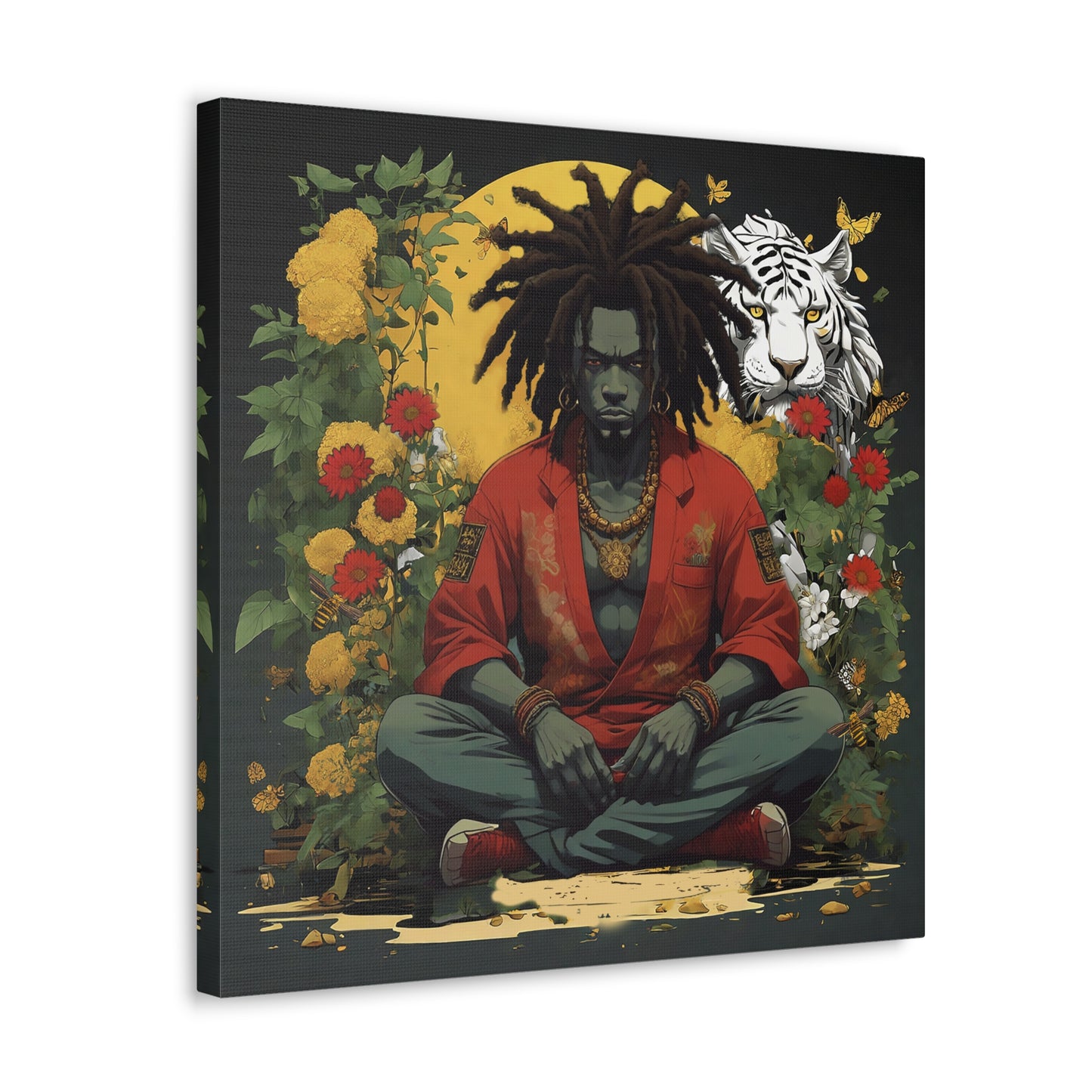 AfroBotRai White Tiger Meditation "Meditation" Canvas Gallery Wraps