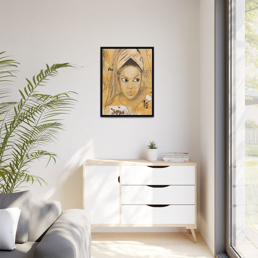 Janet Jackson- Gold "Au" Series Framed Multi-Color Matte Canvas Art -