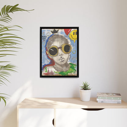 Black Boy Joy "Prince" -Framed Canvas Art Print  Multi-Color Wall Decor