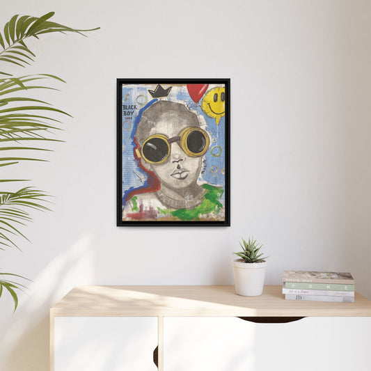 Black Boy Joy "Prince" -Framed Canvas Art Print  Multi-Color Wall Decor