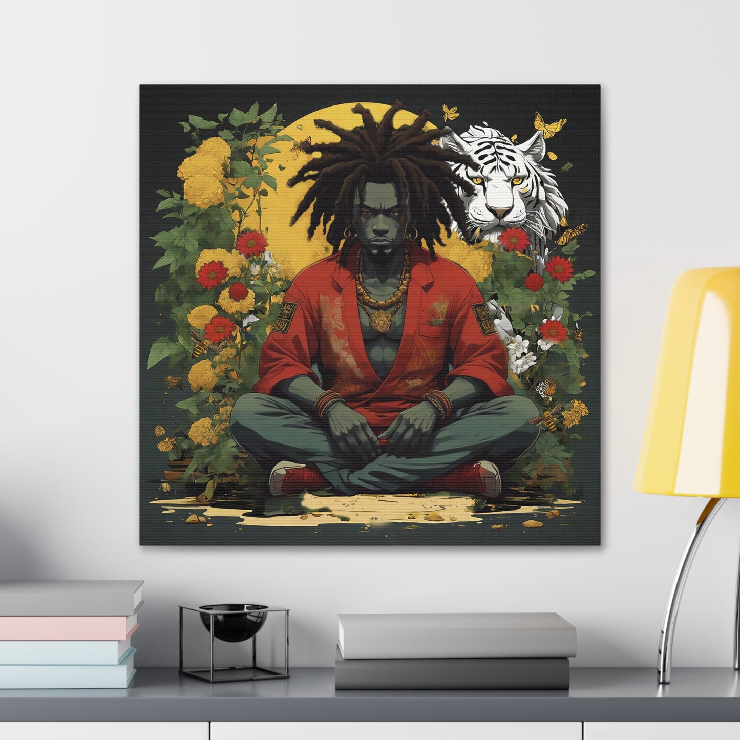 AfroBotRai White Tiger Meditation "Meditation" Canvas Gallery Wraps