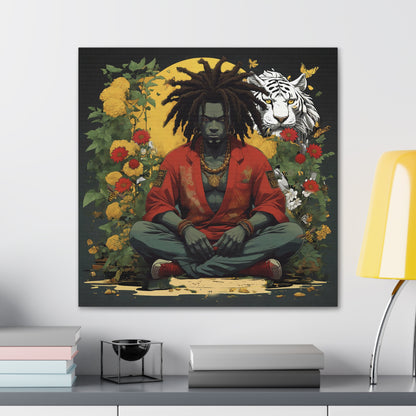 AfroBotRai White Tiger Meditation "Meditation" Canvas Gallery Wraps