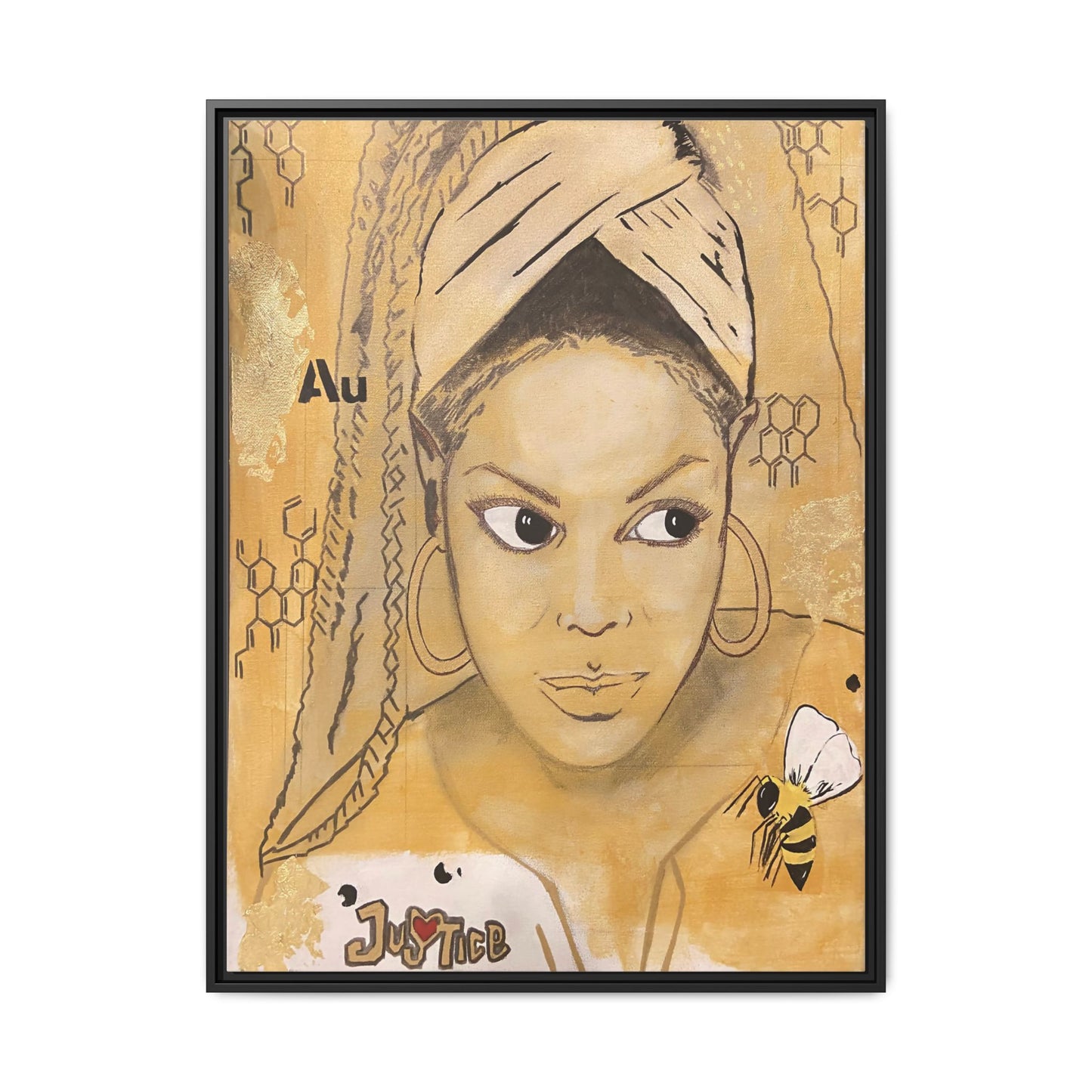 Janet Jackson- Gold "Au" Series Framed Multi-Color Matte Canvas Art -