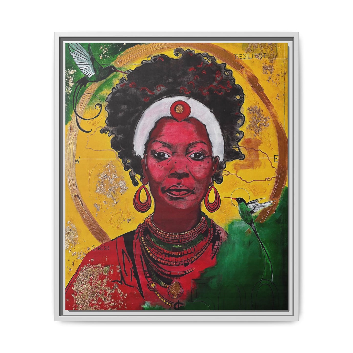 "Love from the Ancestors, meeting in Sun" -Framed Matte Canvas Art