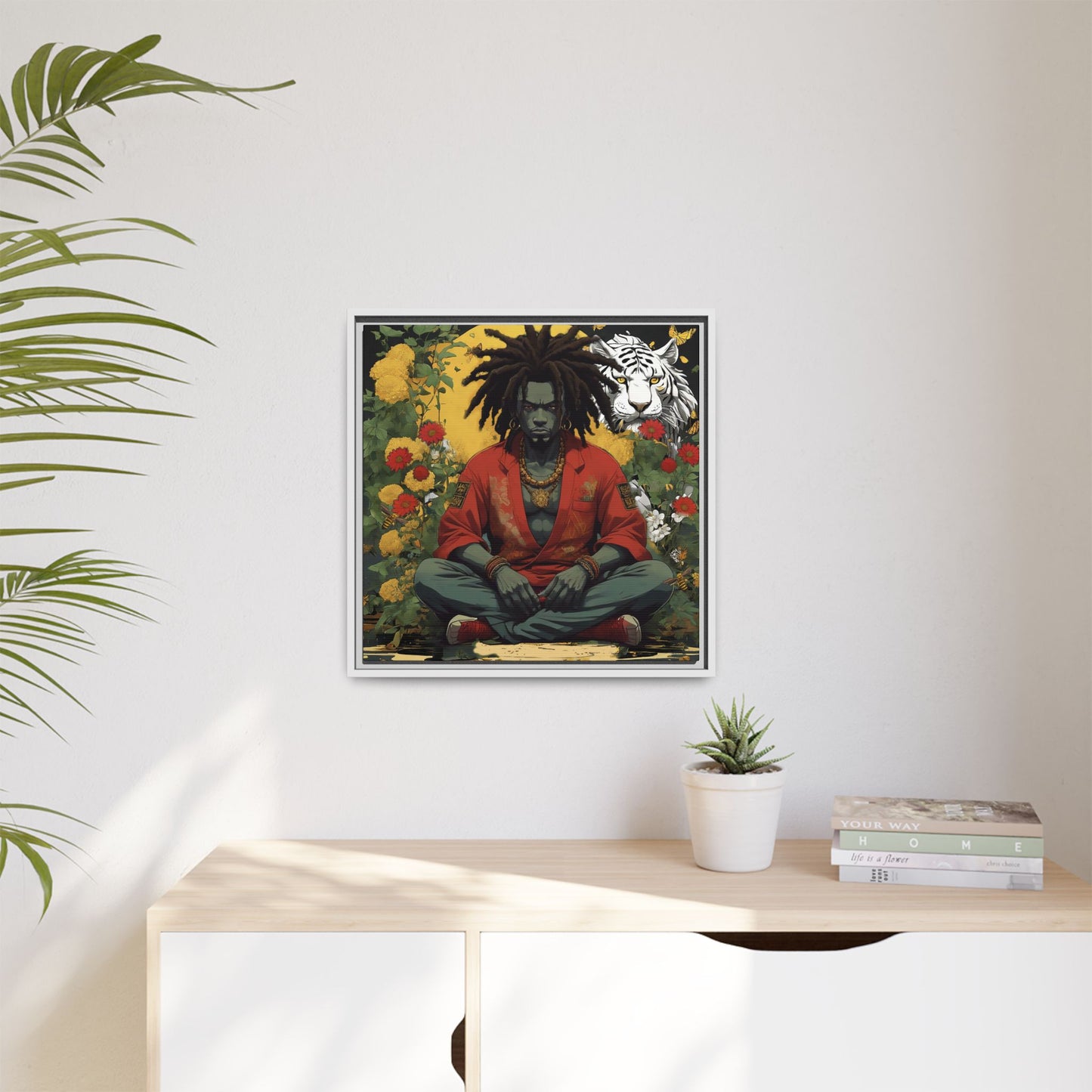 AfroBotRai White Tiger Meditation "Meditation" Canvas Gallery Wraps