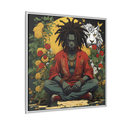 AfroBotRai White Tiger Meditation "Meditation" Canvas Gallery Wraps
