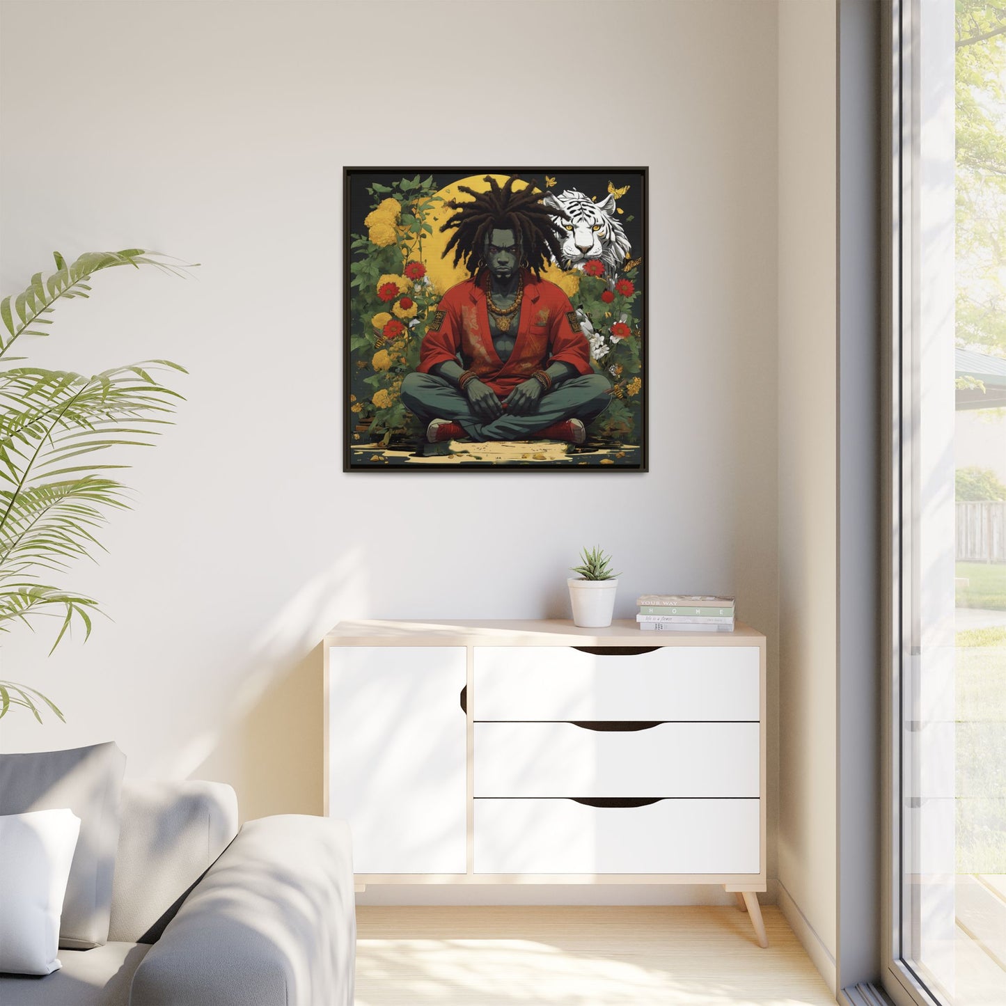 AfroBotRai White Tiger Meditation "Meditation" Canvas Gallery Wraps
